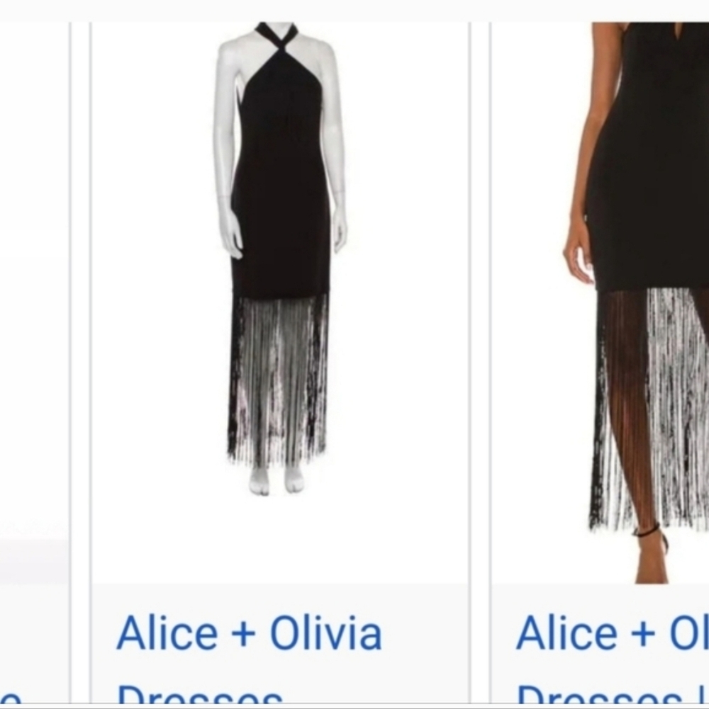 Alice + Olivia Black Fringe  Dress